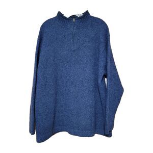 Woolrich Men's 9013 Deep Navy Heather 1/4 Zip Sweater Mock Neck 100% Wool XXL